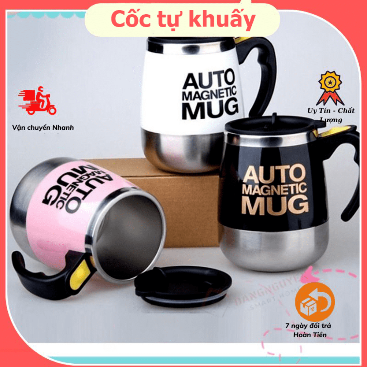 Cốc tự khuấy, cốc pha đồ uống tự động giữ nhiệt đa năng - pha cafe, trà, ngủ cốc dễ dàng