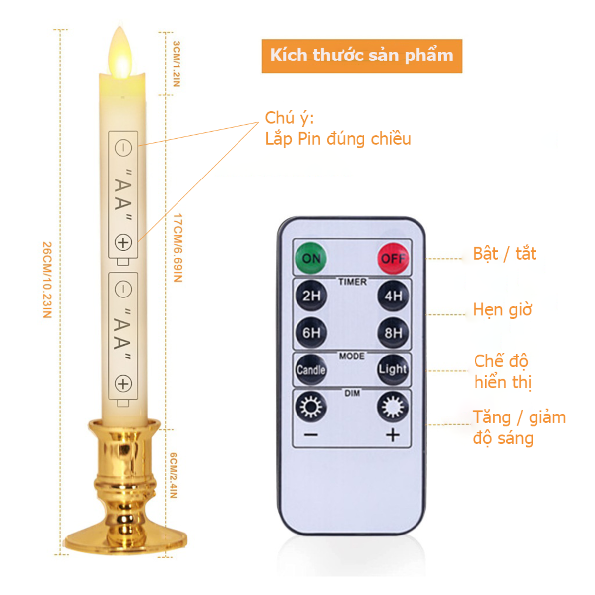 Nến điện đèn led điện tử có đồng hồ hẹn giờ trang trí nhà hàng / tiệc cưới