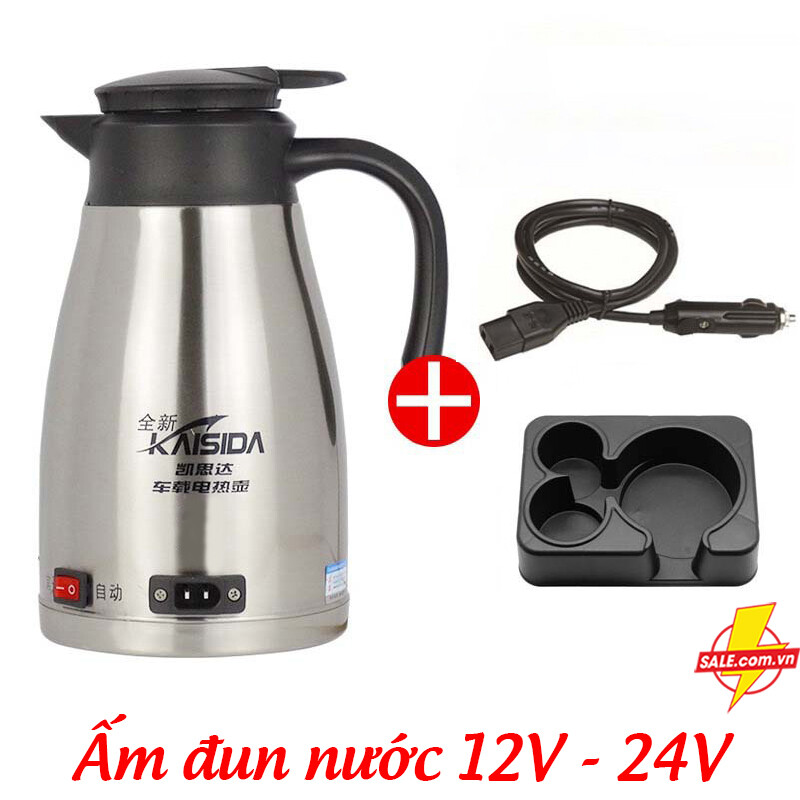 Ấm đun nước 12V - 24V trên xe ô tô, ấm siêu tốc Kaisida H06