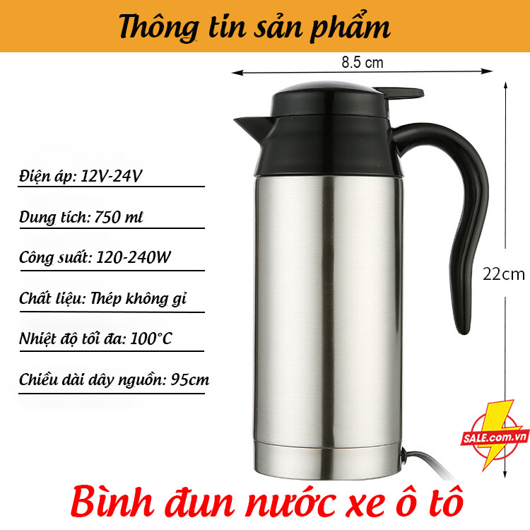 Bình đun nước 12V - 24V trên xe ô tô, ấm đun nước, ấm siêu tốc DF-18